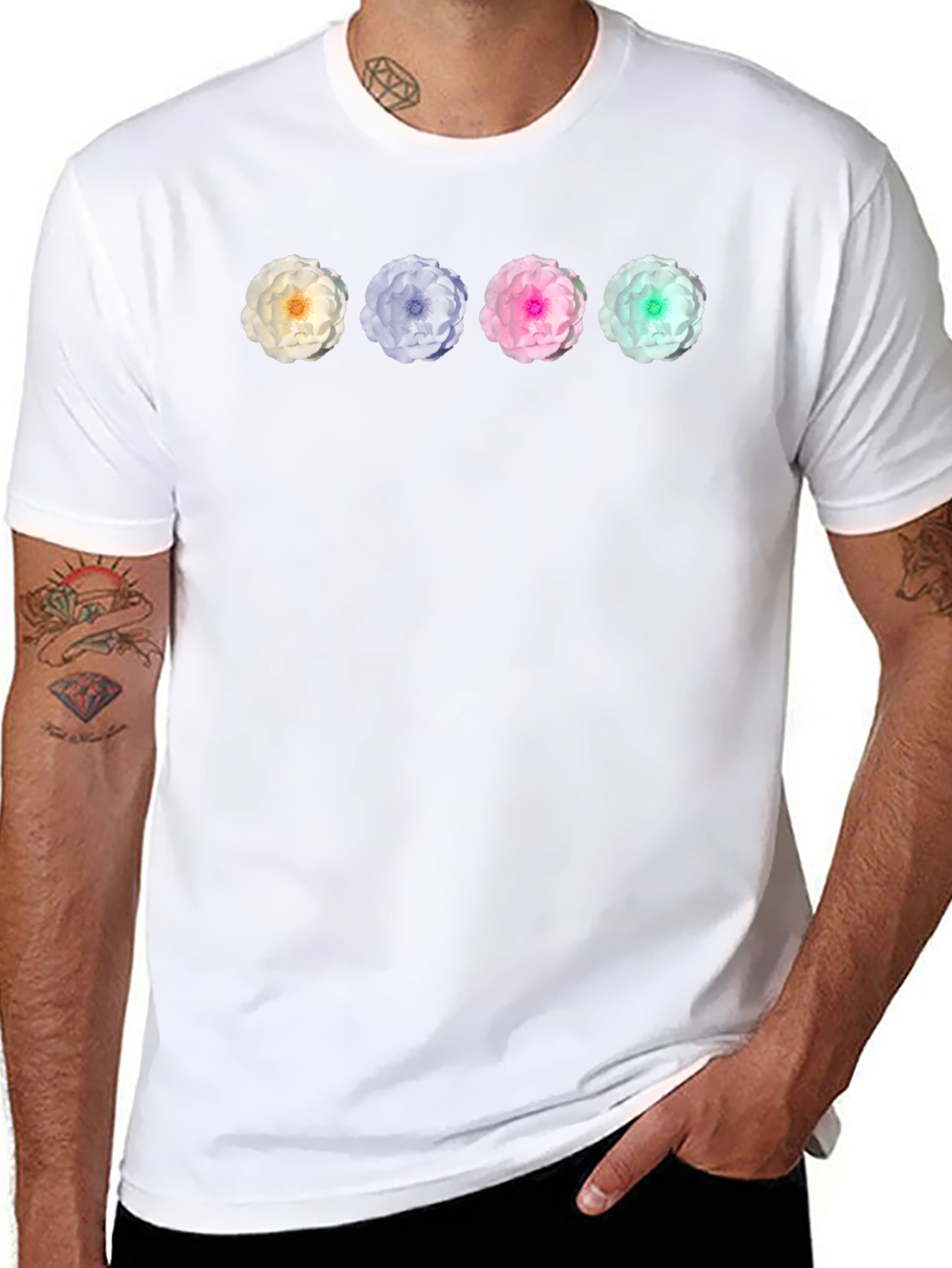 Floral T-Shirt - Four Flower Design