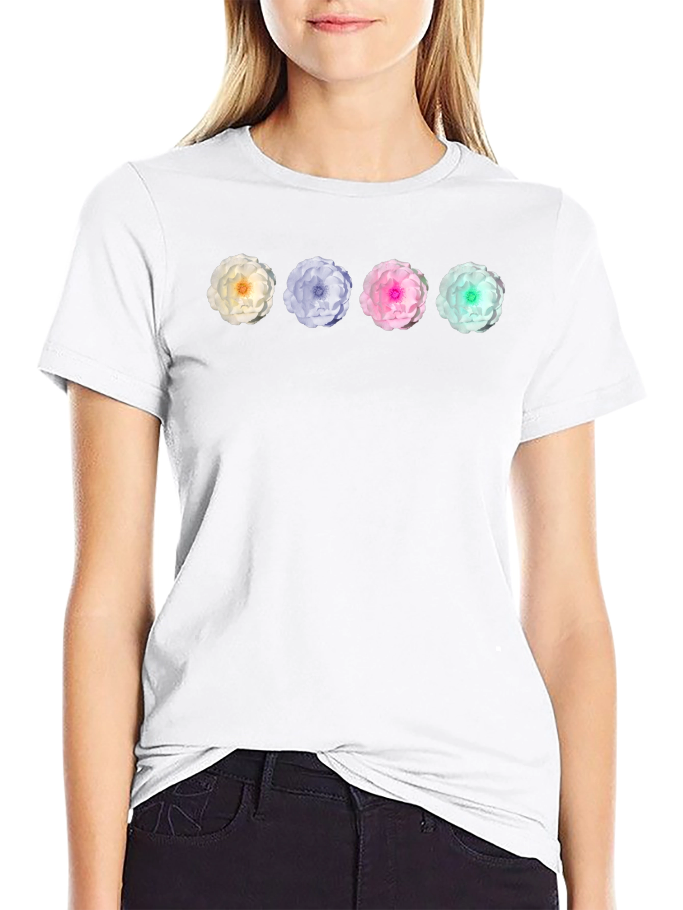 Floral T-Shirt - Four Flower Design