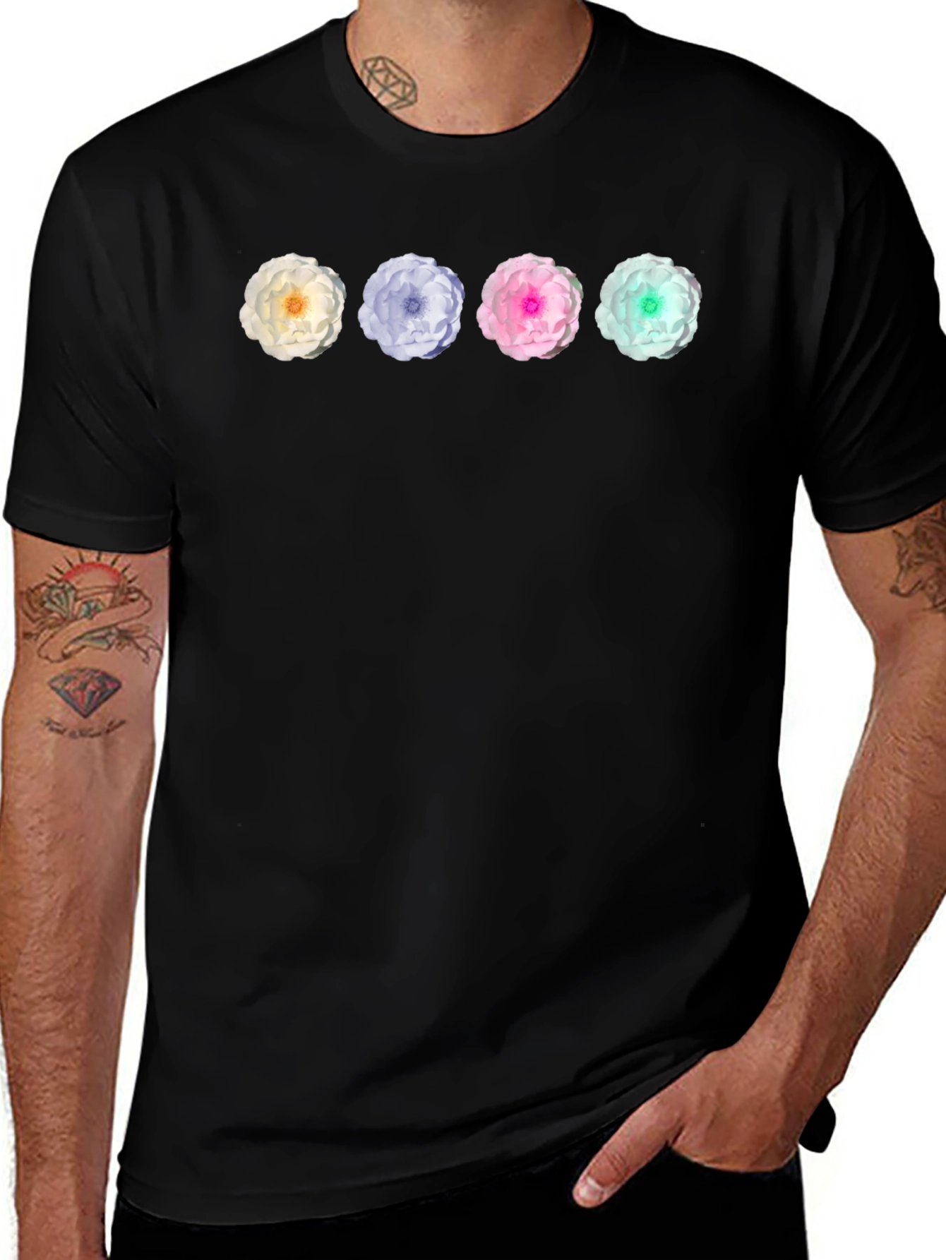 Floral T-Shirt - Four Flower Design