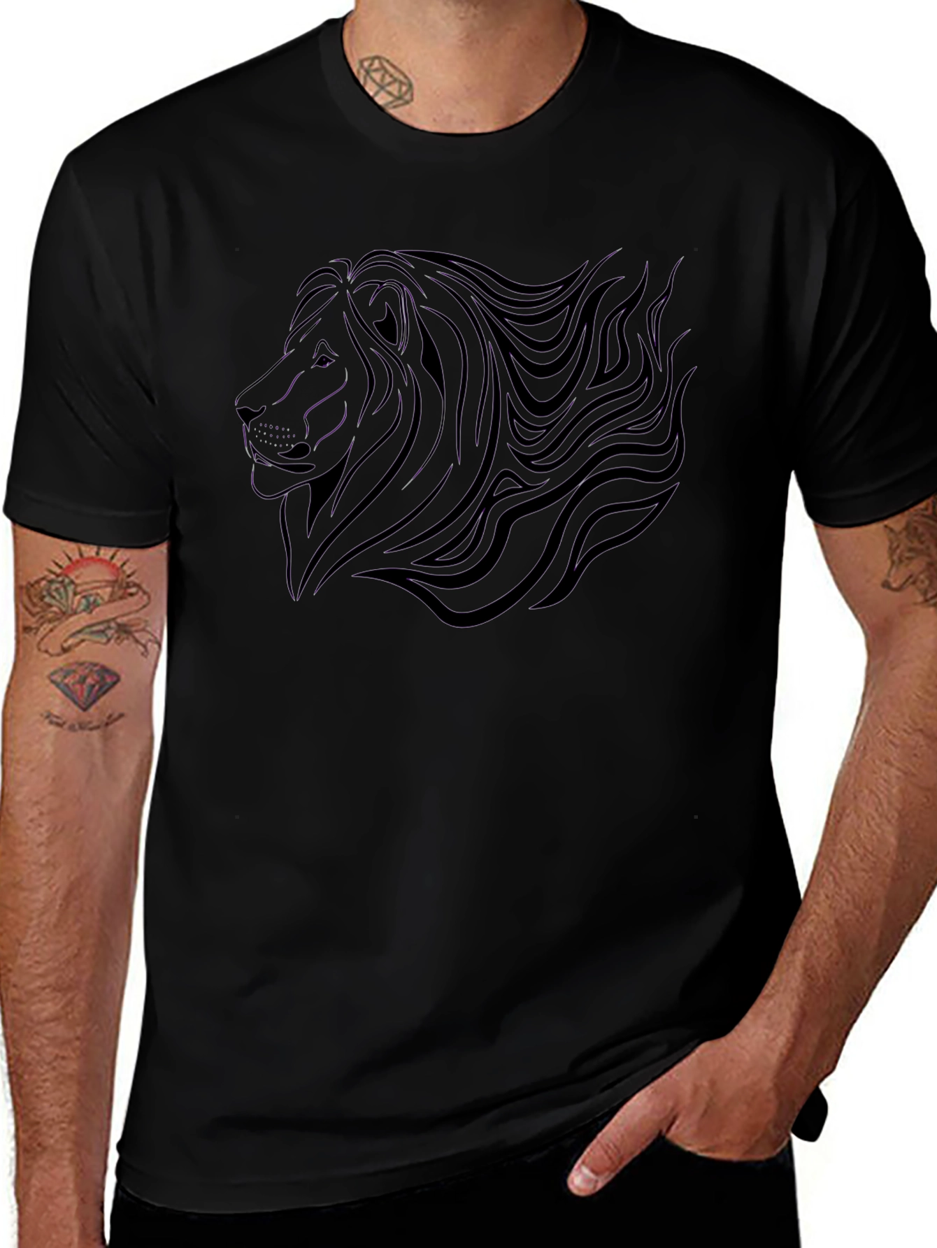 Black Lion Graphic Tee - Stylish Mens Shirt