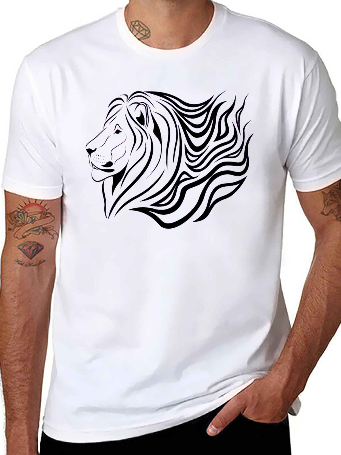 Black Lion Graphic Tee - Stylish Mens Shirt