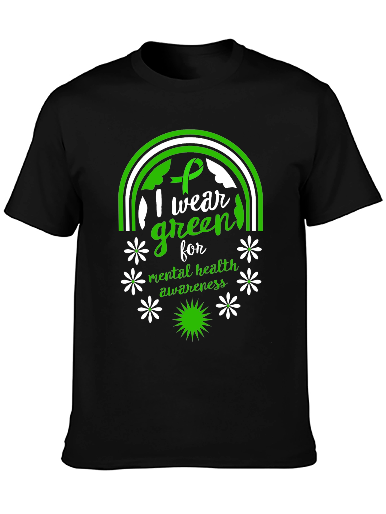 Mental Health Awareness Green Ribbon Graphic Tee