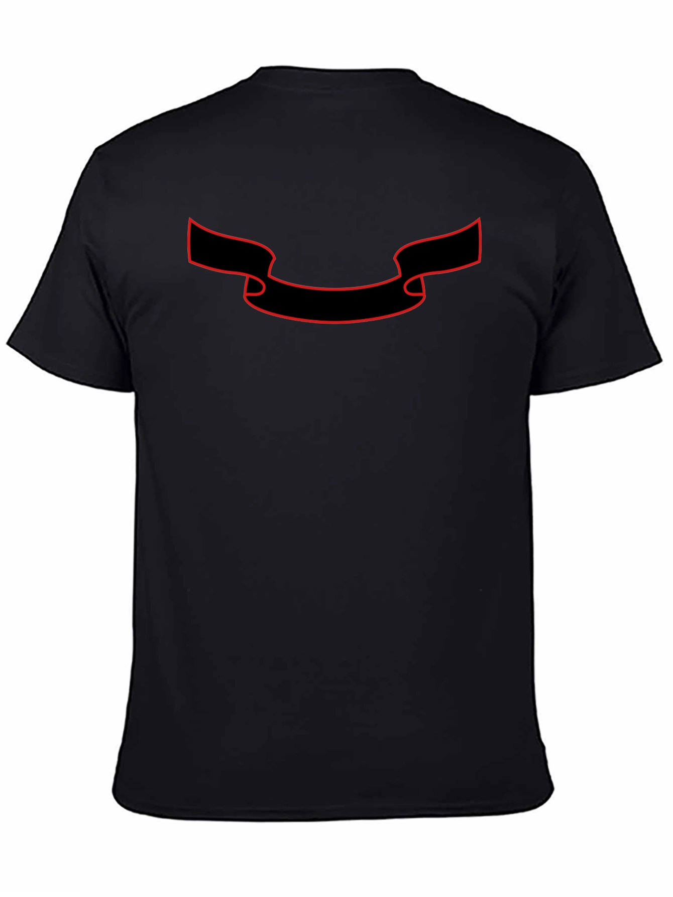 Classic Black T-Shirt with Red Ribbon Graphic