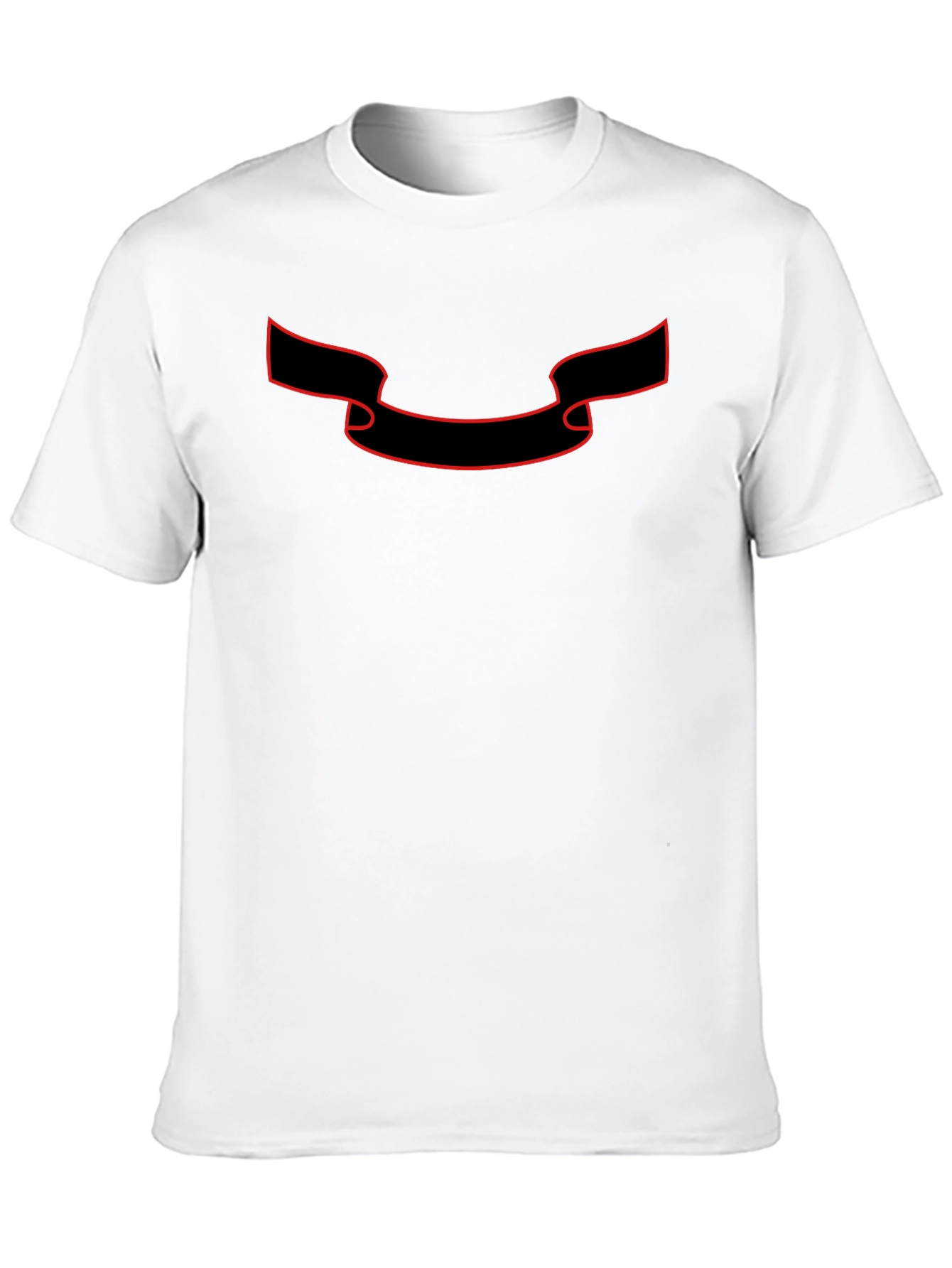 Classic Black T-Shirt with Red Ribbon Graphic