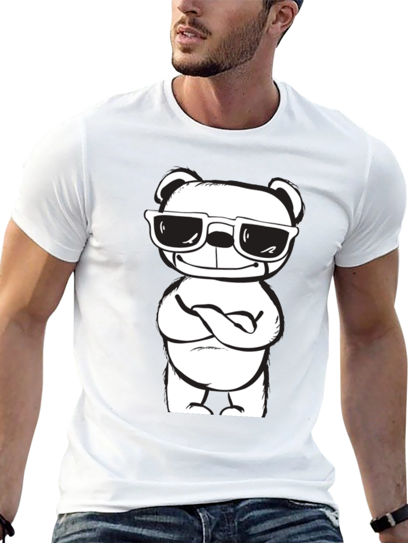 Cool Bear Graphic Tee - Black Cotton Blend
