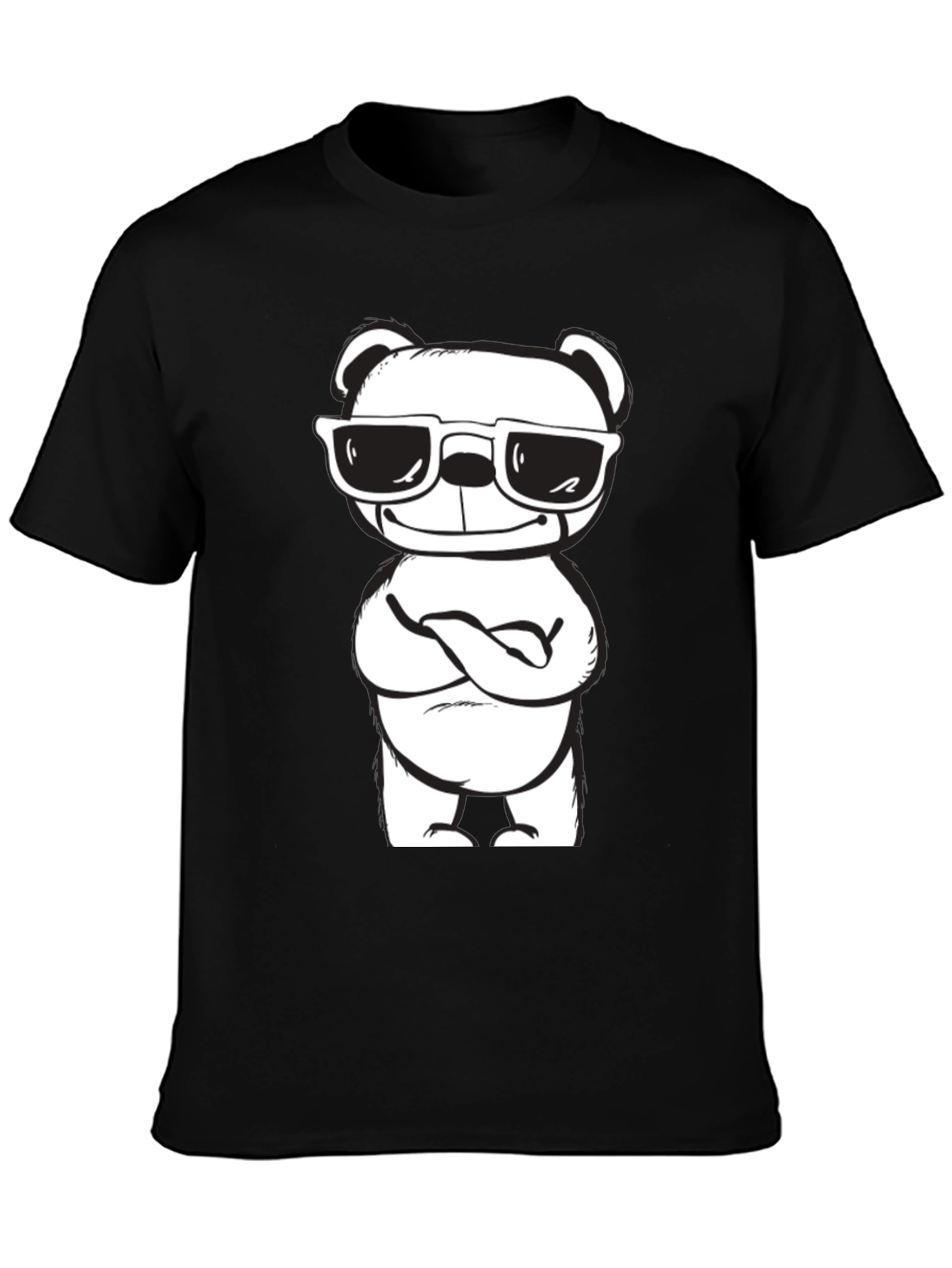 Cool Bear Graphic Tee - Black Cotton Blend