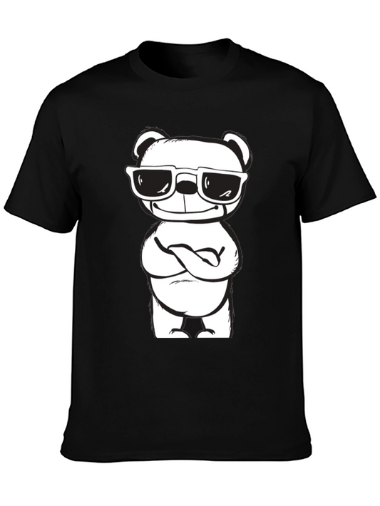 Cool Bear Graphic Tee - Black Cotton Blend