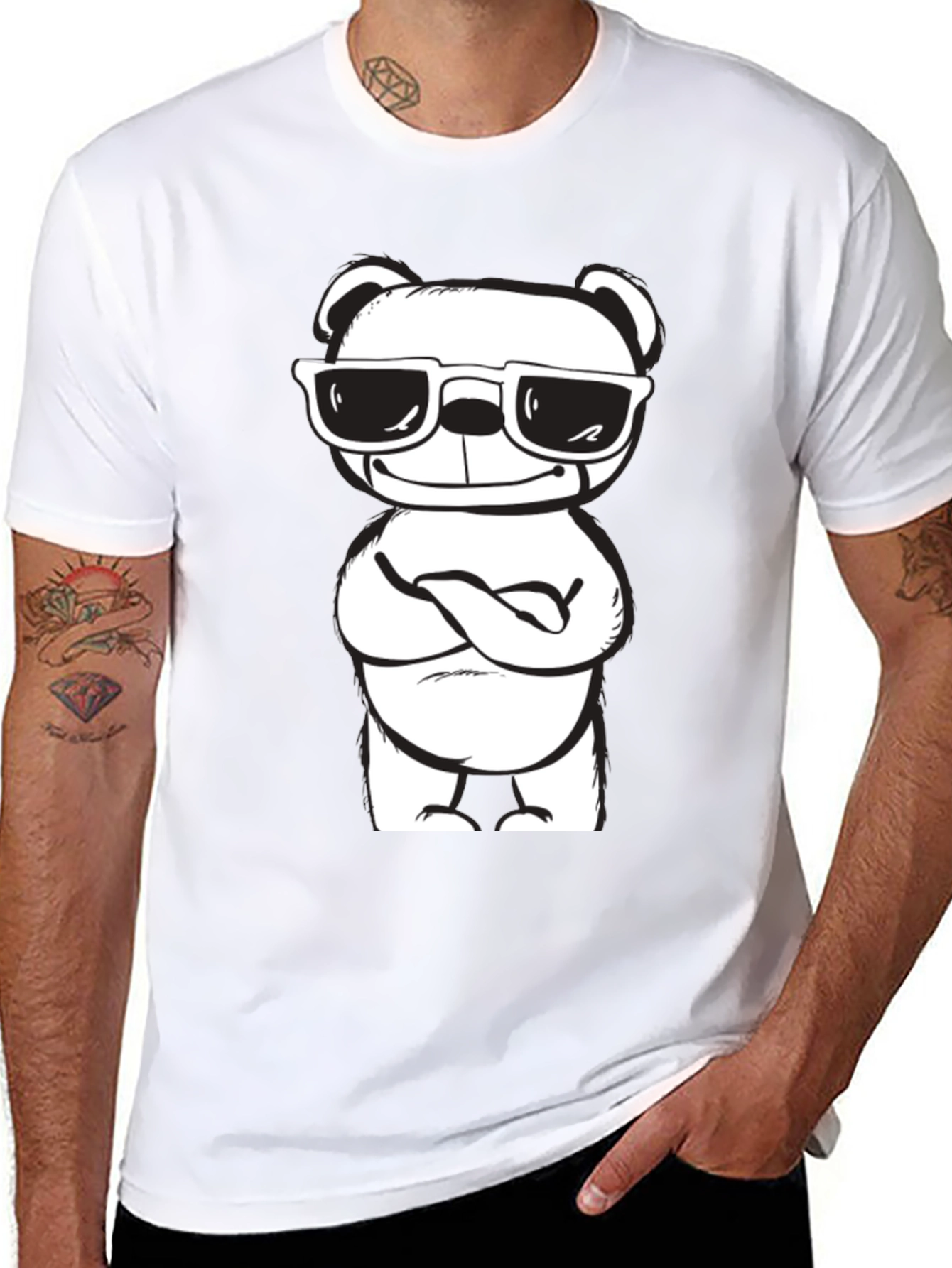 Cool Bear Graphic Tee - Black Cotton Blend