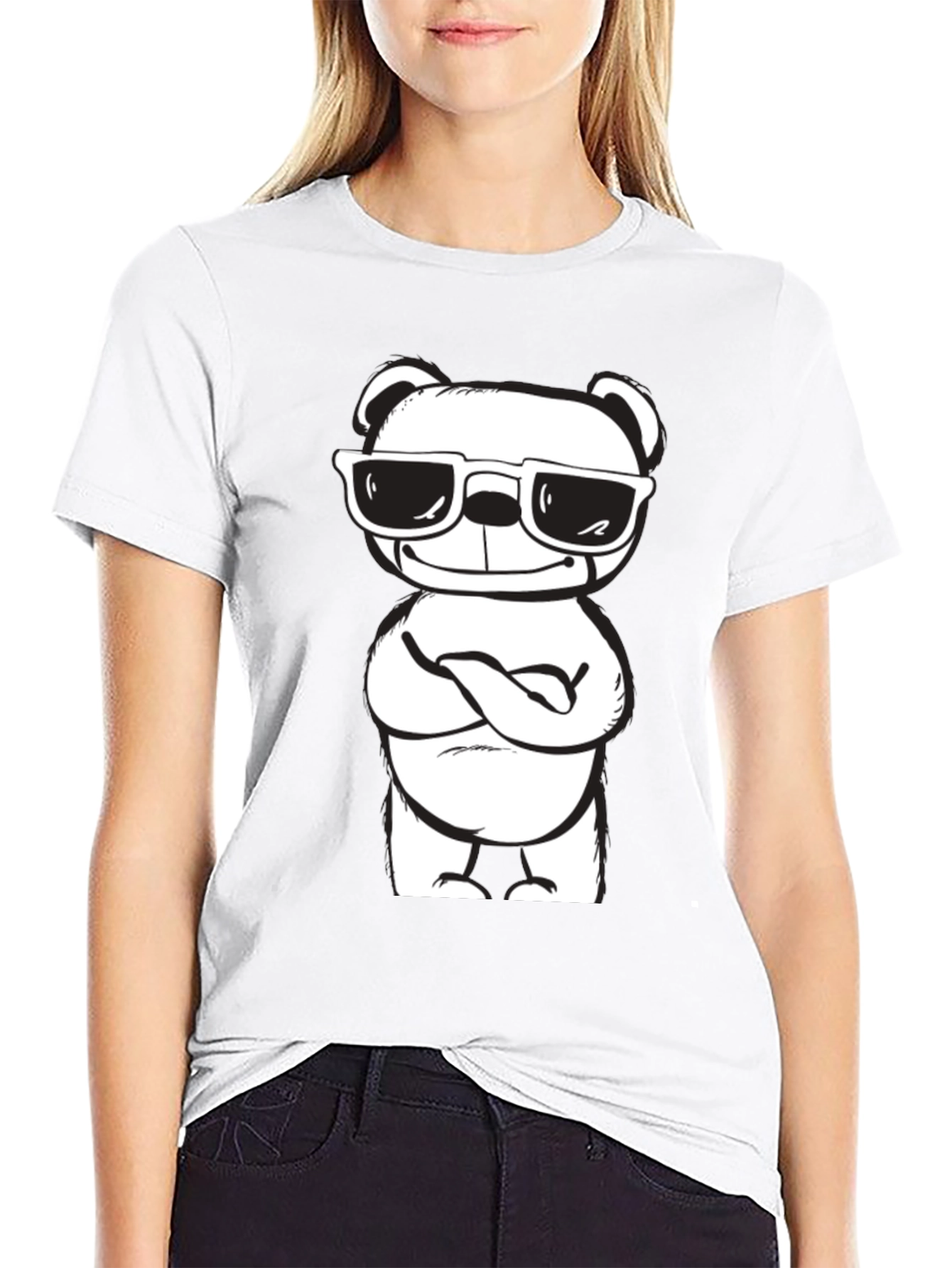 Cool Bear Graphic Tee - Black Cotton Blend