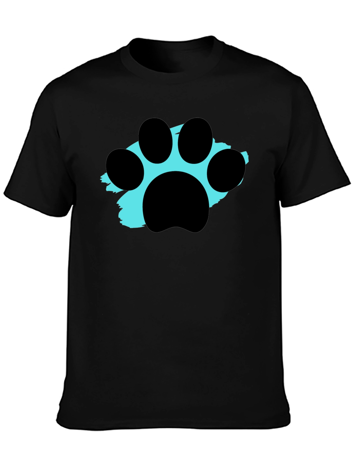 Paw Print Graphic Tee - Black Crewneck T-Shirt