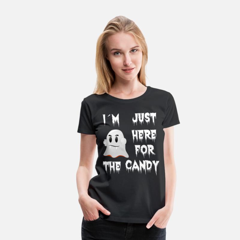 Halloween saying costume just here for the candy
