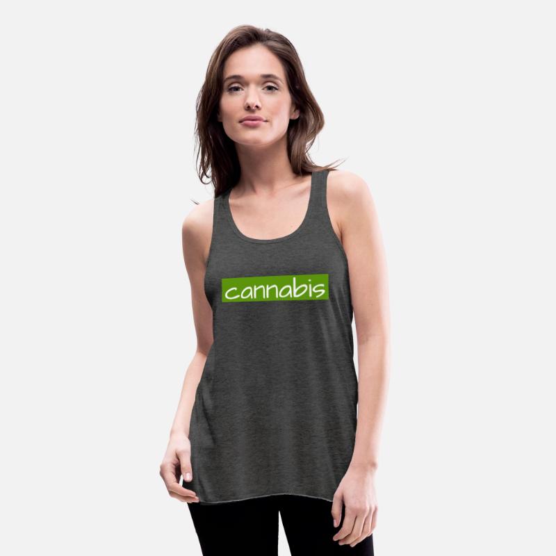 Hand drawn cannabis text logo on green background
