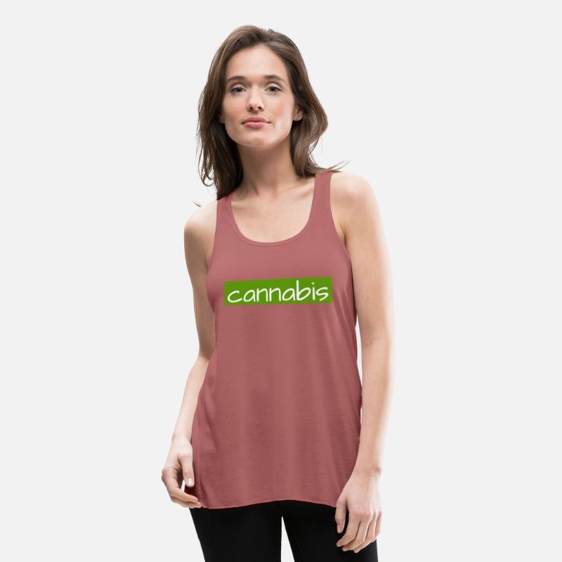 Hand drawn cannabis text logo on green background