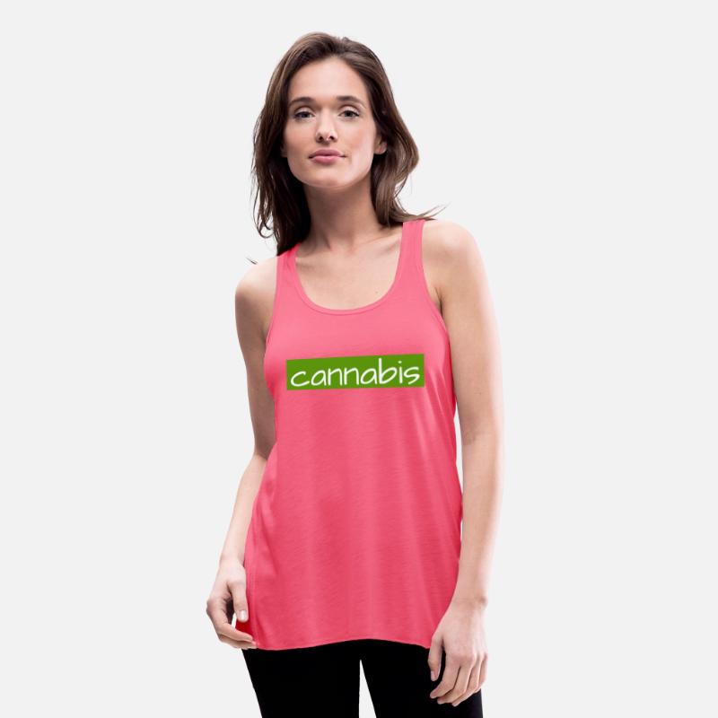 Hand drawn cannabis text logo on green background