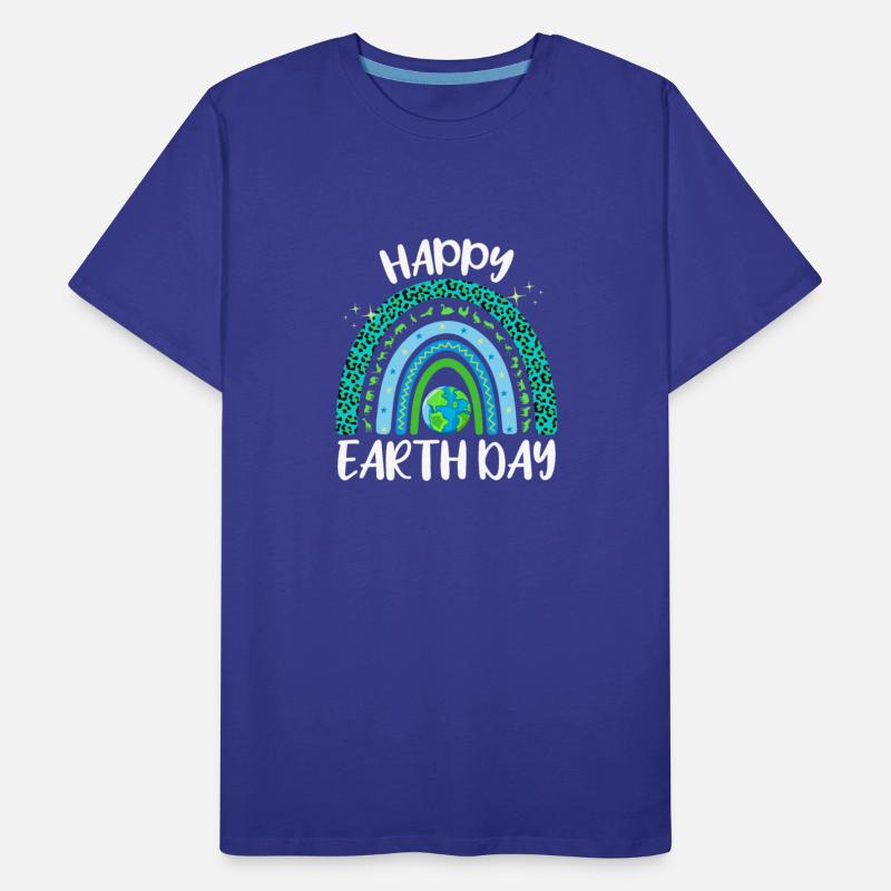 Happy Earth Day Planet with Rainbow