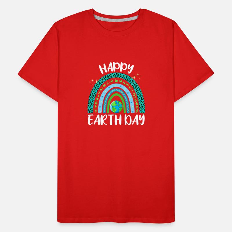Happy Earth Day Planet with Rainbow