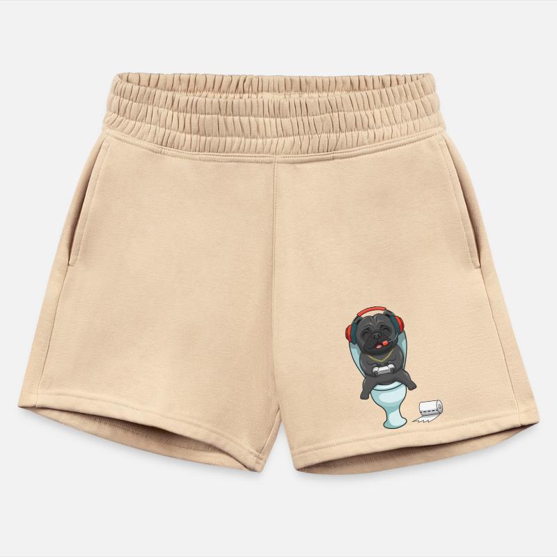 Hardcore gamer pug playing on the toilet