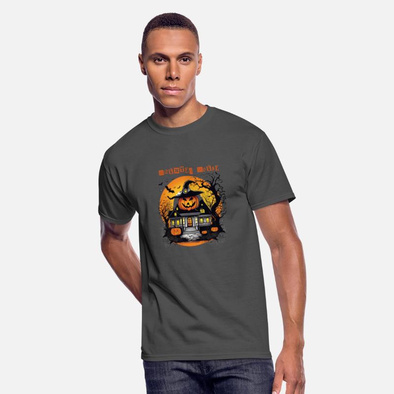 Haunted pumpkin house, vintage Halloween shirt