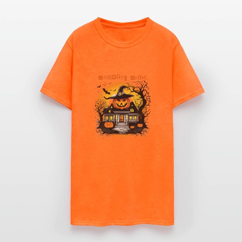 Haunted pumpkin house, vintage Halloween shirt