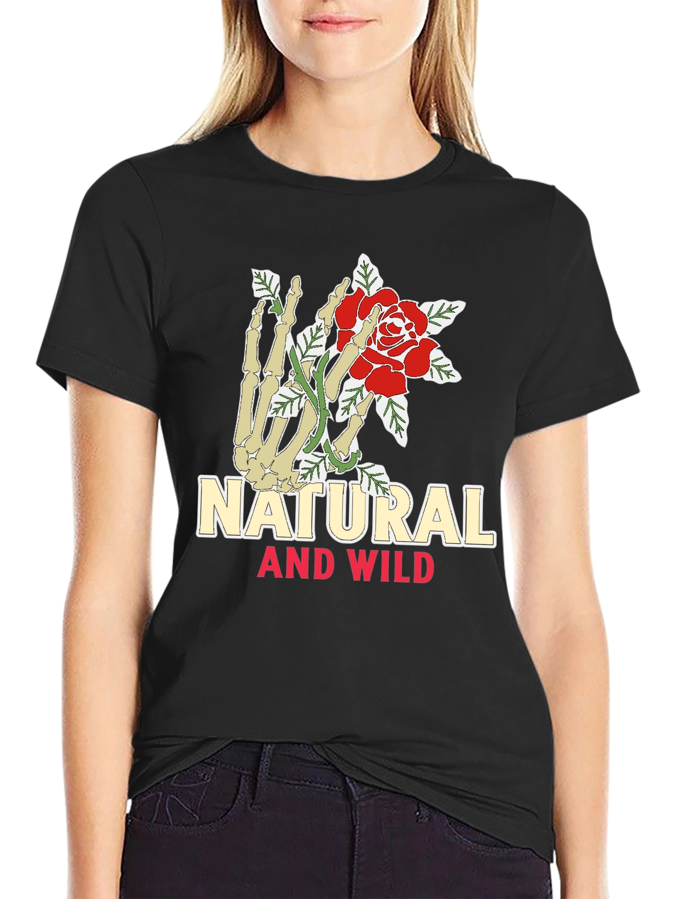 Natural & Wild Skeleton Hand Rose Graphic Tee