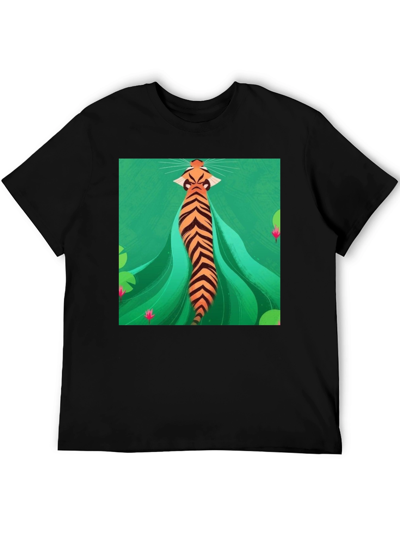 Unique Tiger Graphic Print Black T-Shirt
