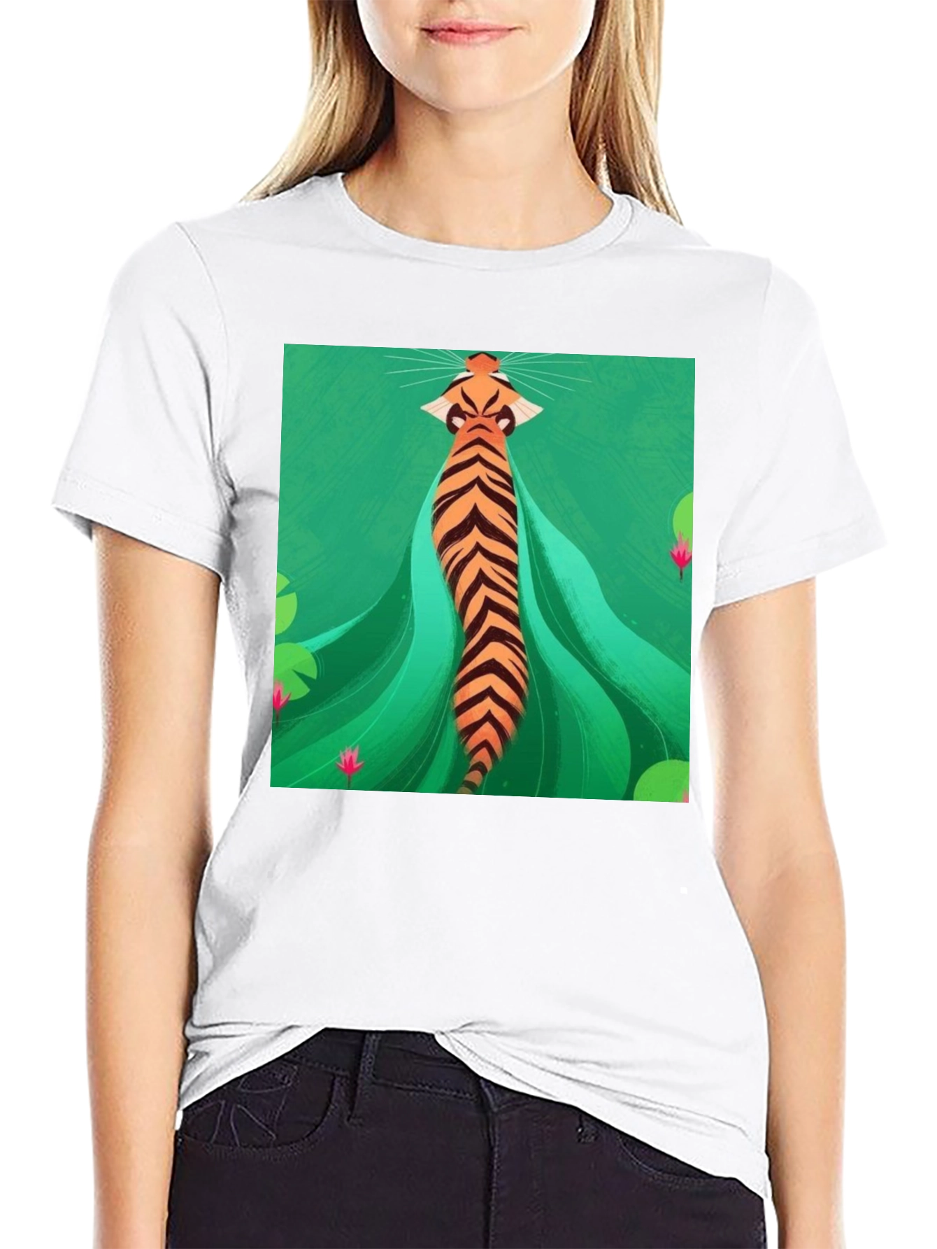 Unique Tiger Graphic Print Black T-Shirt