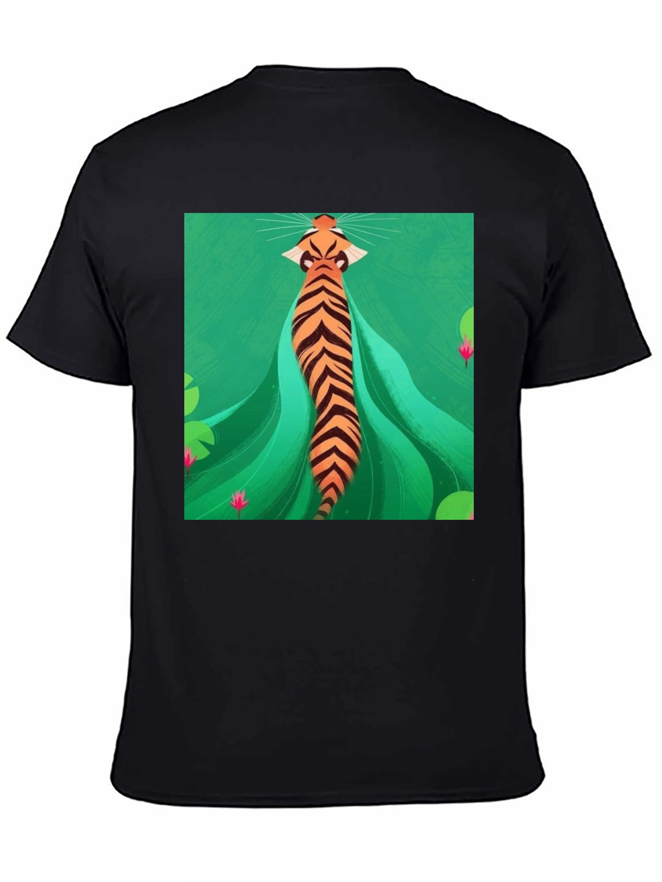 Unique Tiger Graphic Print Black T-Shirt