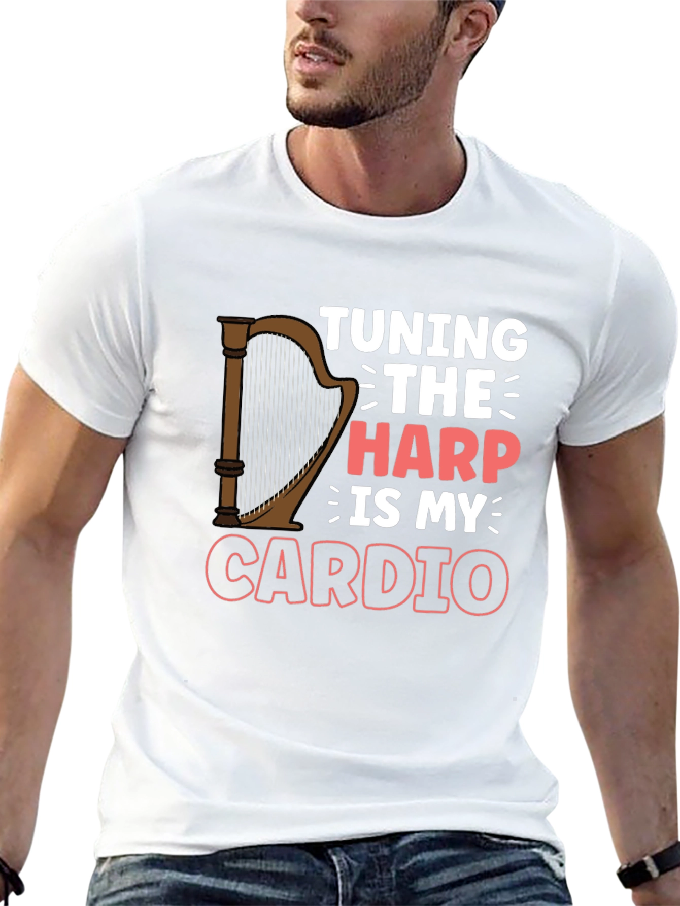 Tuning The Harp Is My Cardio - Musicians T-Shirt