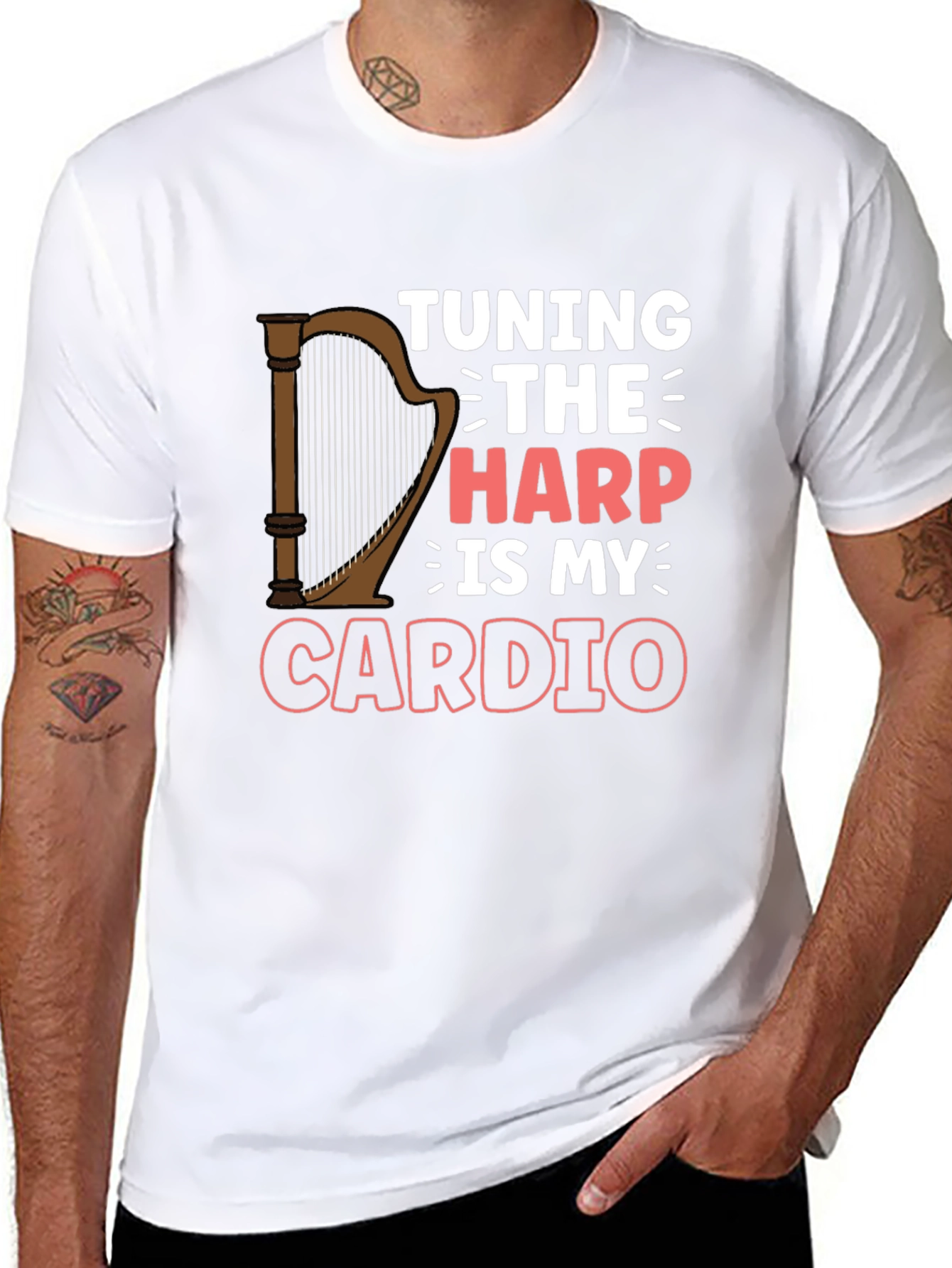 Tuning The Harp Is My Cardio - Musicians T-Shirt