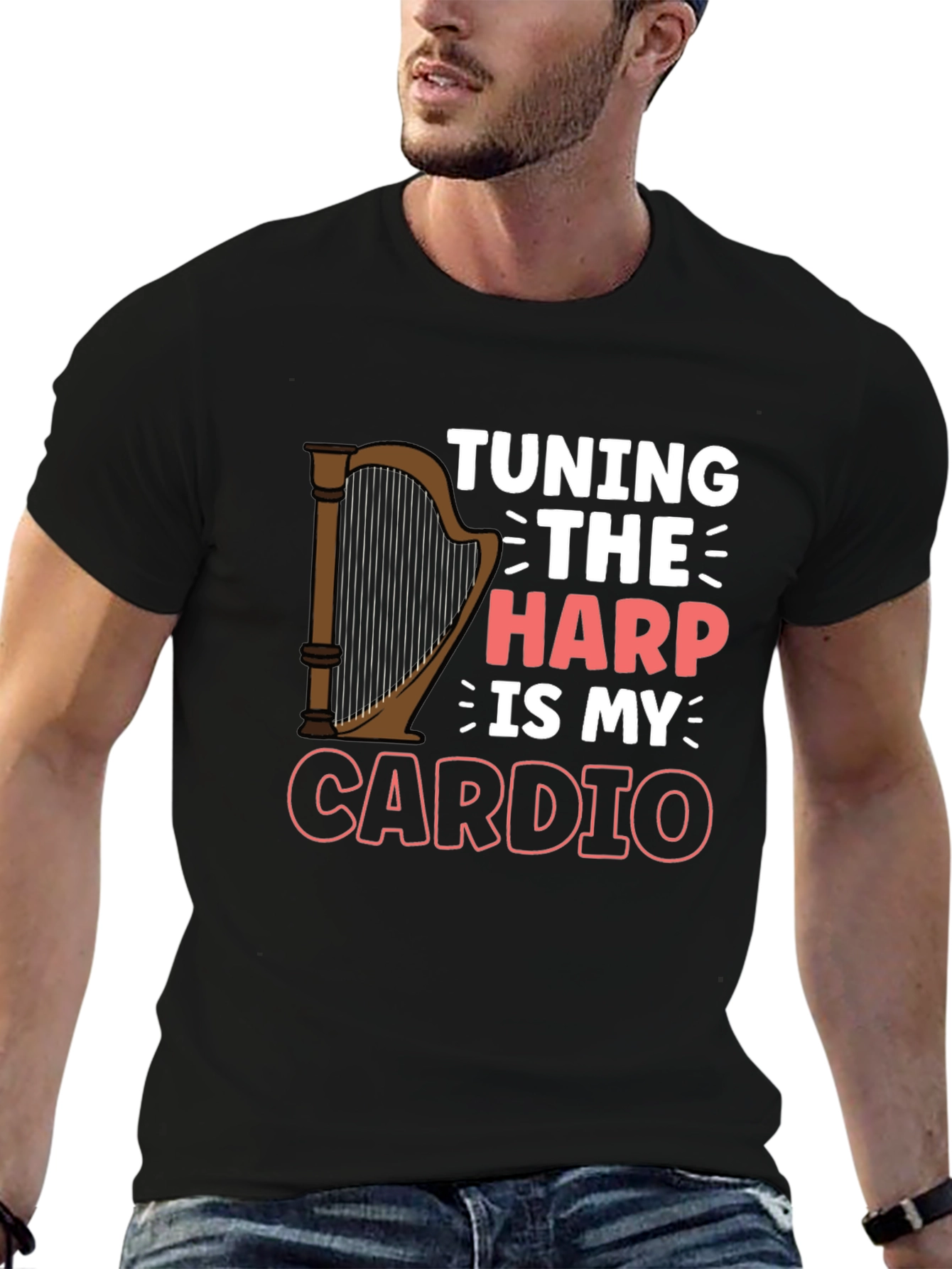 Tuning The Harp Is My Cardio - Musicians T-Shirt