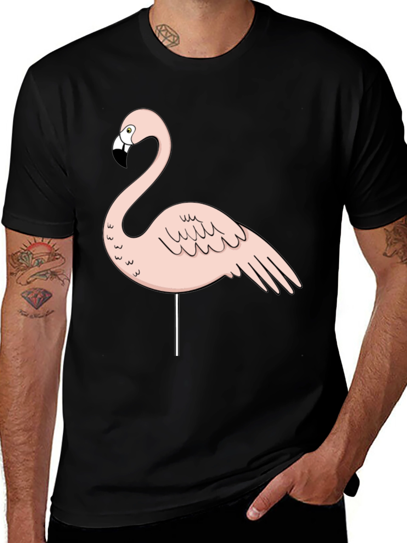 Flamingo Graphic Tee - Mens Black T-Shirt
