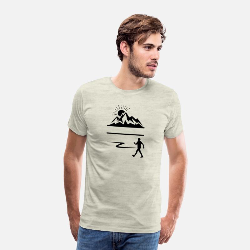 Hiker man with mountains banner