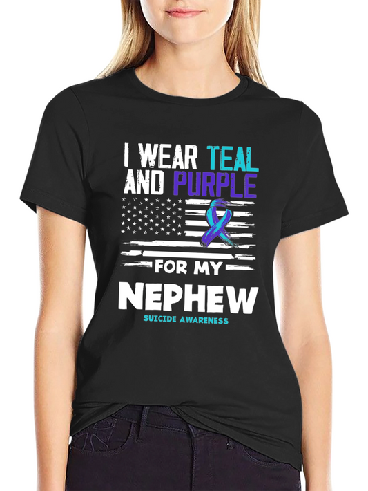 Teal & Purple Awareness T-Shirt for Nephew Suicide Prevention