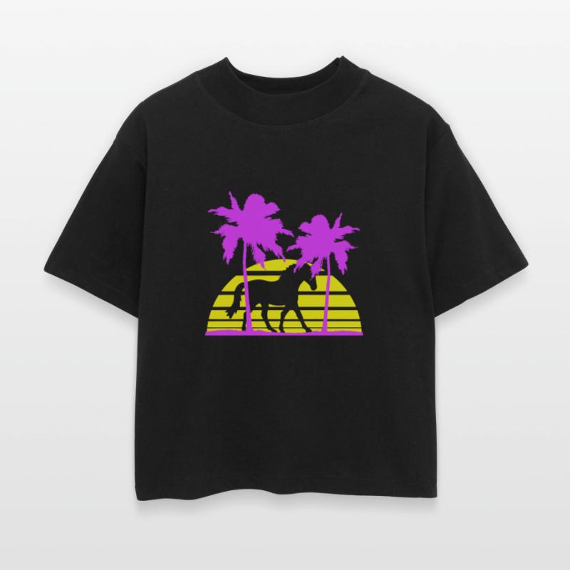 Horse Riding Lines Rider Sun Palm Trees Silhouette