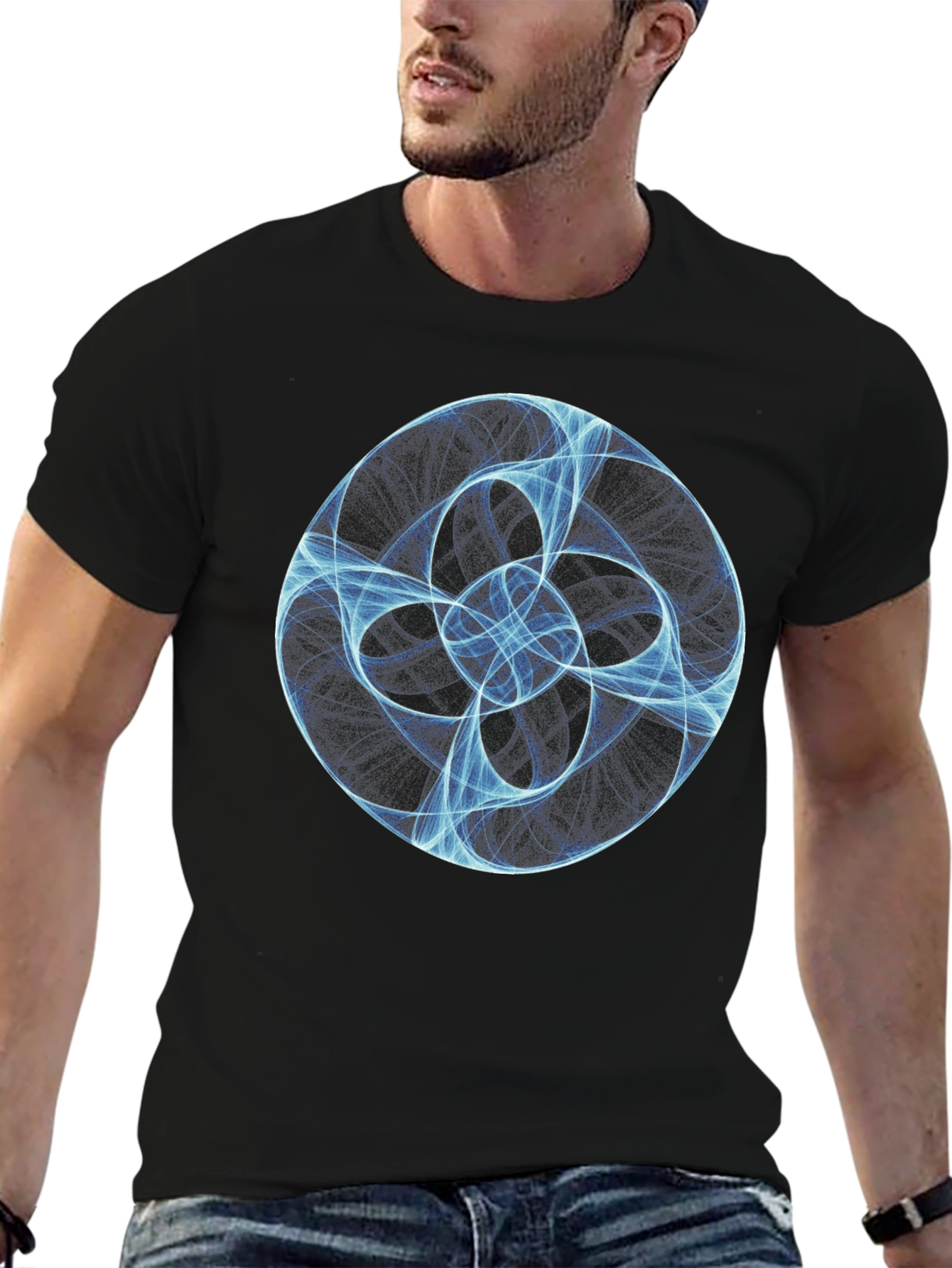 Abstract Swirl Graphic T-Shirt - Black