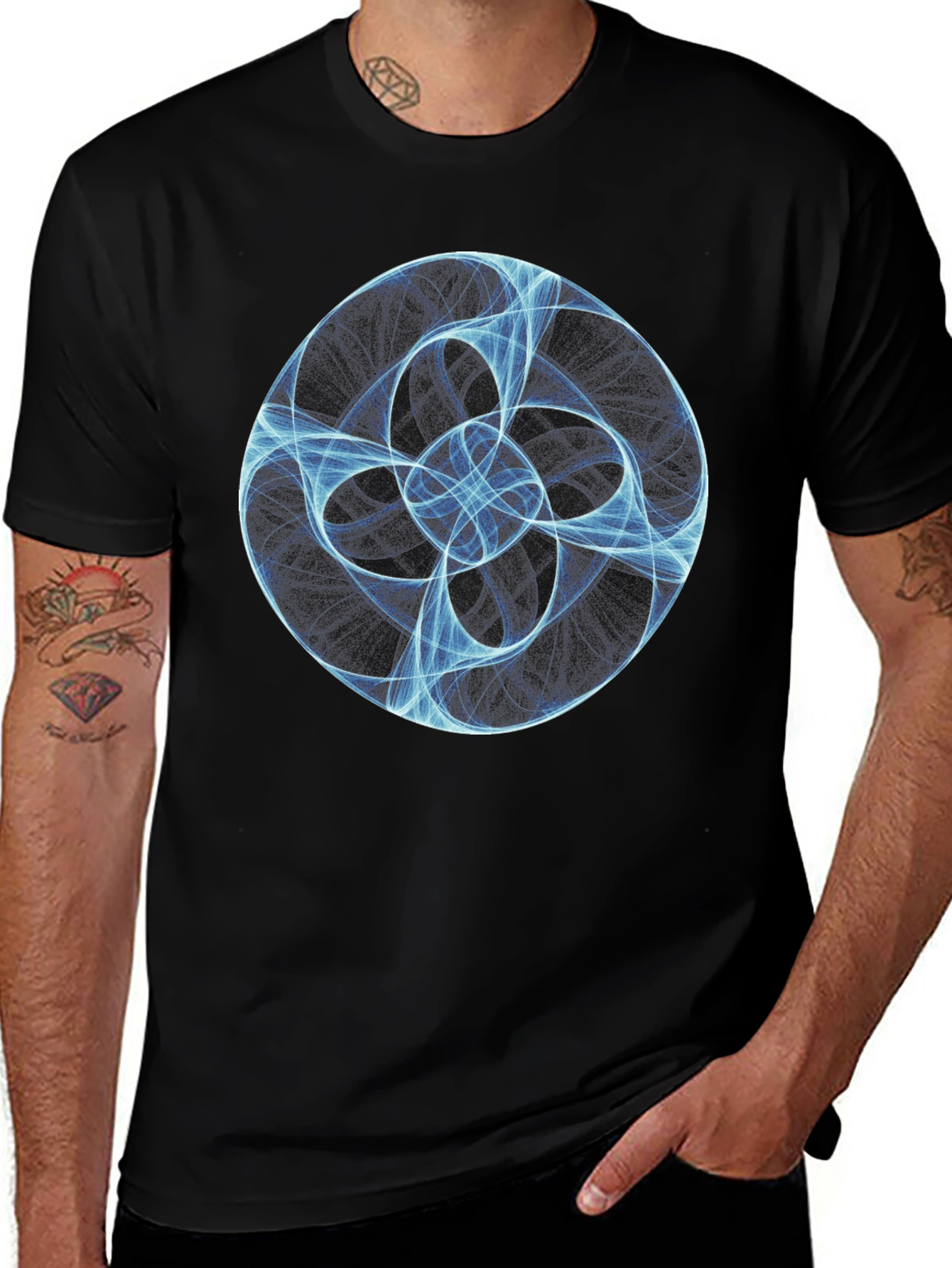 Abstract Swirl Graphic T-Shirt - Black