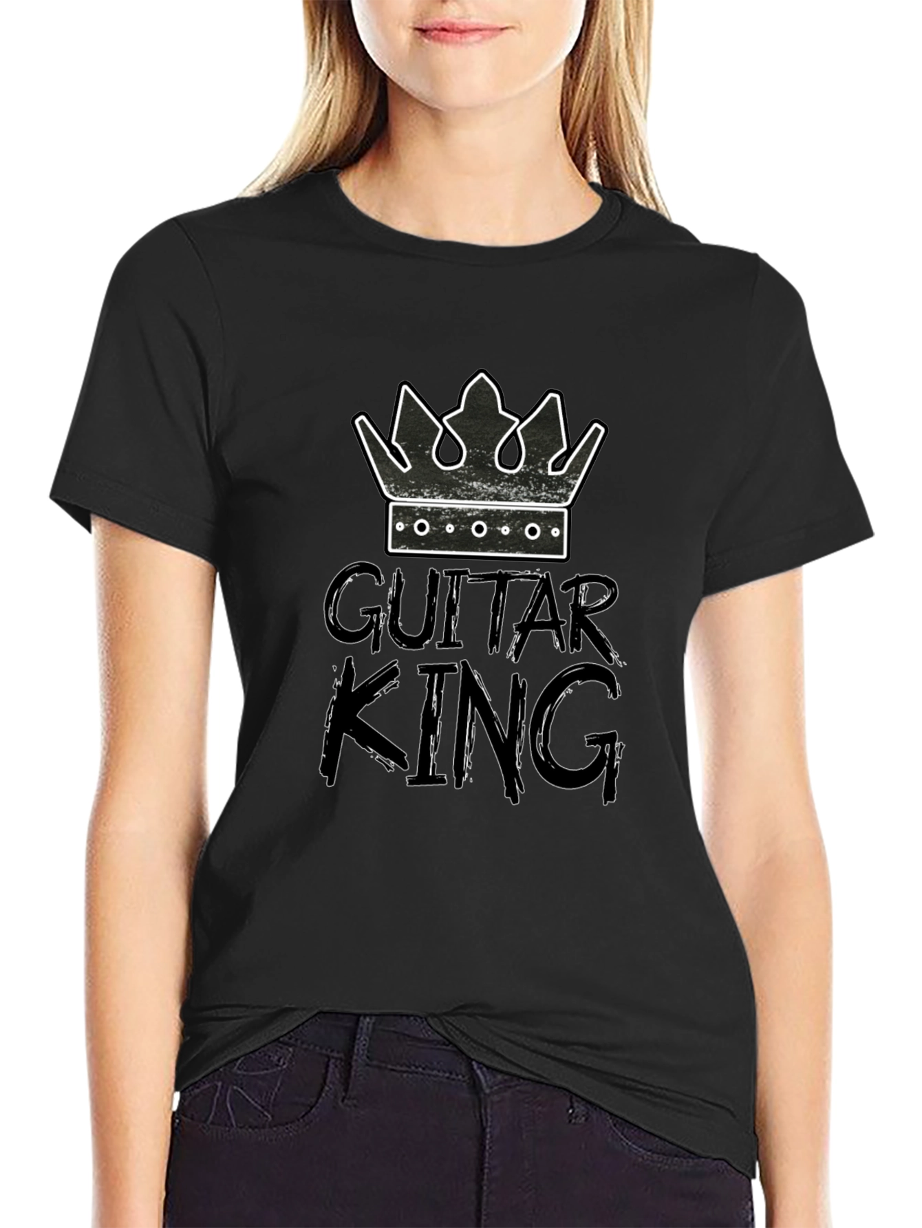 Guitar King Graphic Tee - Black Cotton T-Shirt