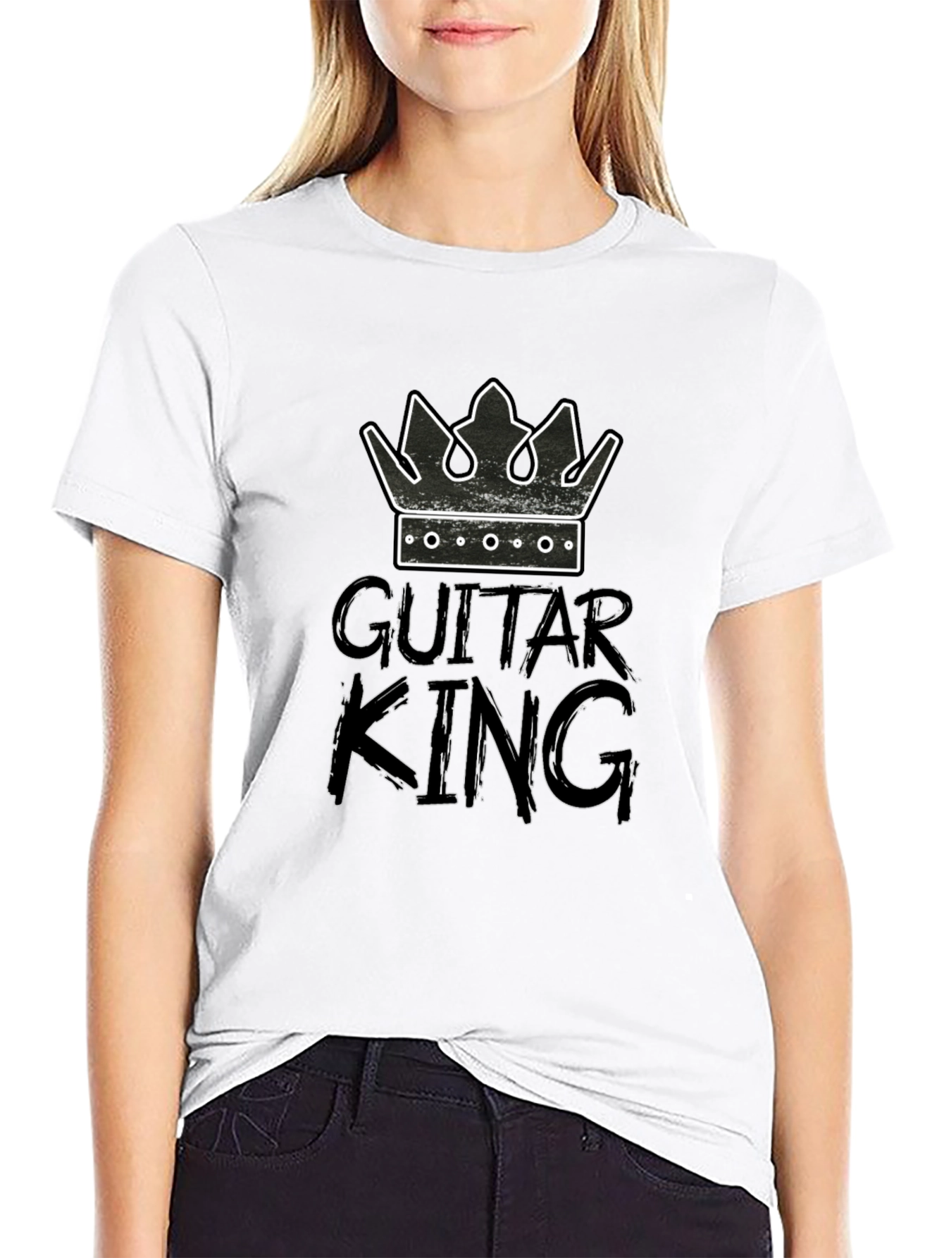 Guitar King Graphic Tee - Black Cotton T-Shirt