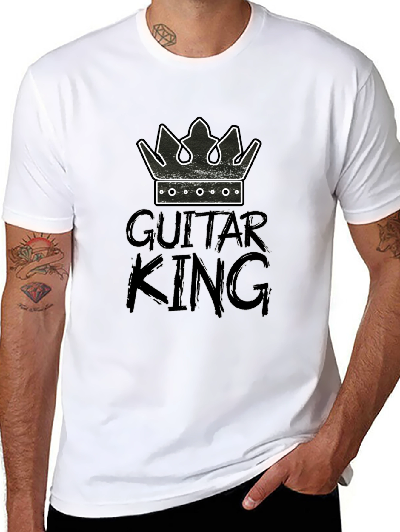 Guitar King Graphic Tee - Black Cotton T-Shirt