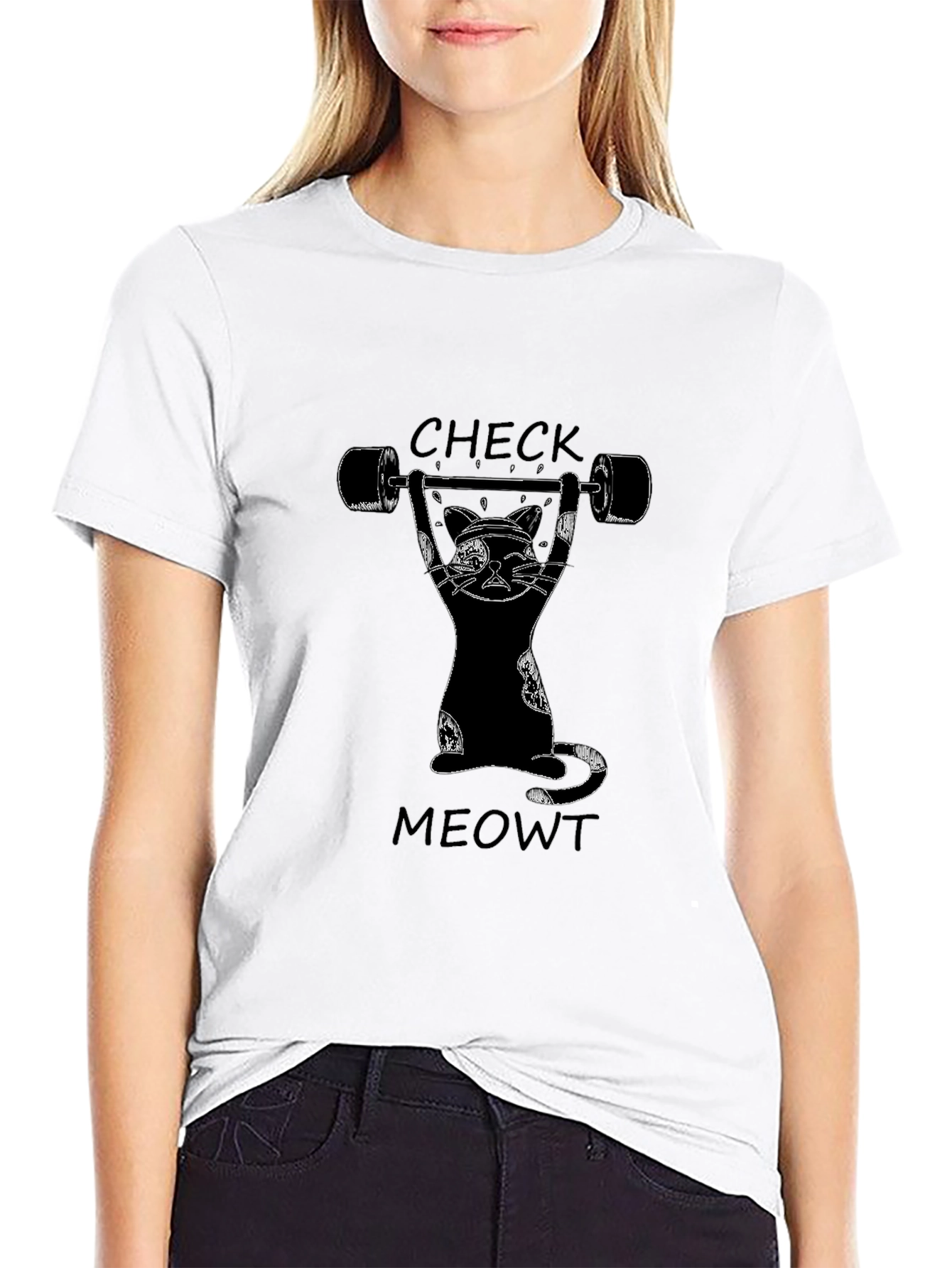 Check Meowt Funny Workout Cat T-Shirt