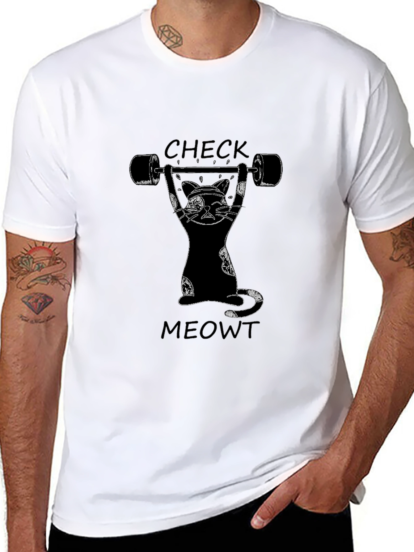 Check Meowt Funny Workout Cat T-Shirt