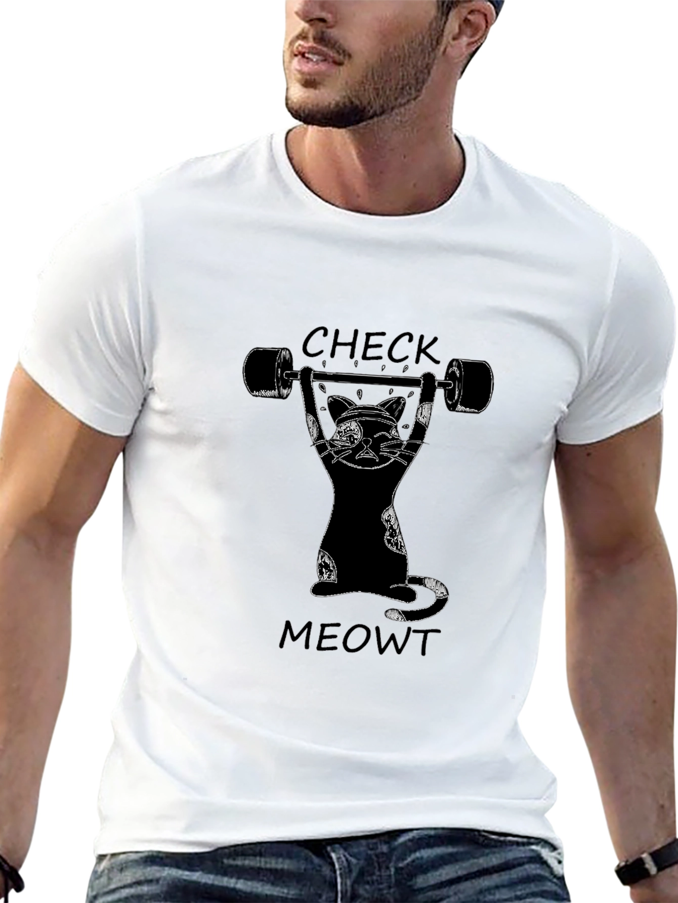 Check Meowt Funny Workout Cat T-Shirt