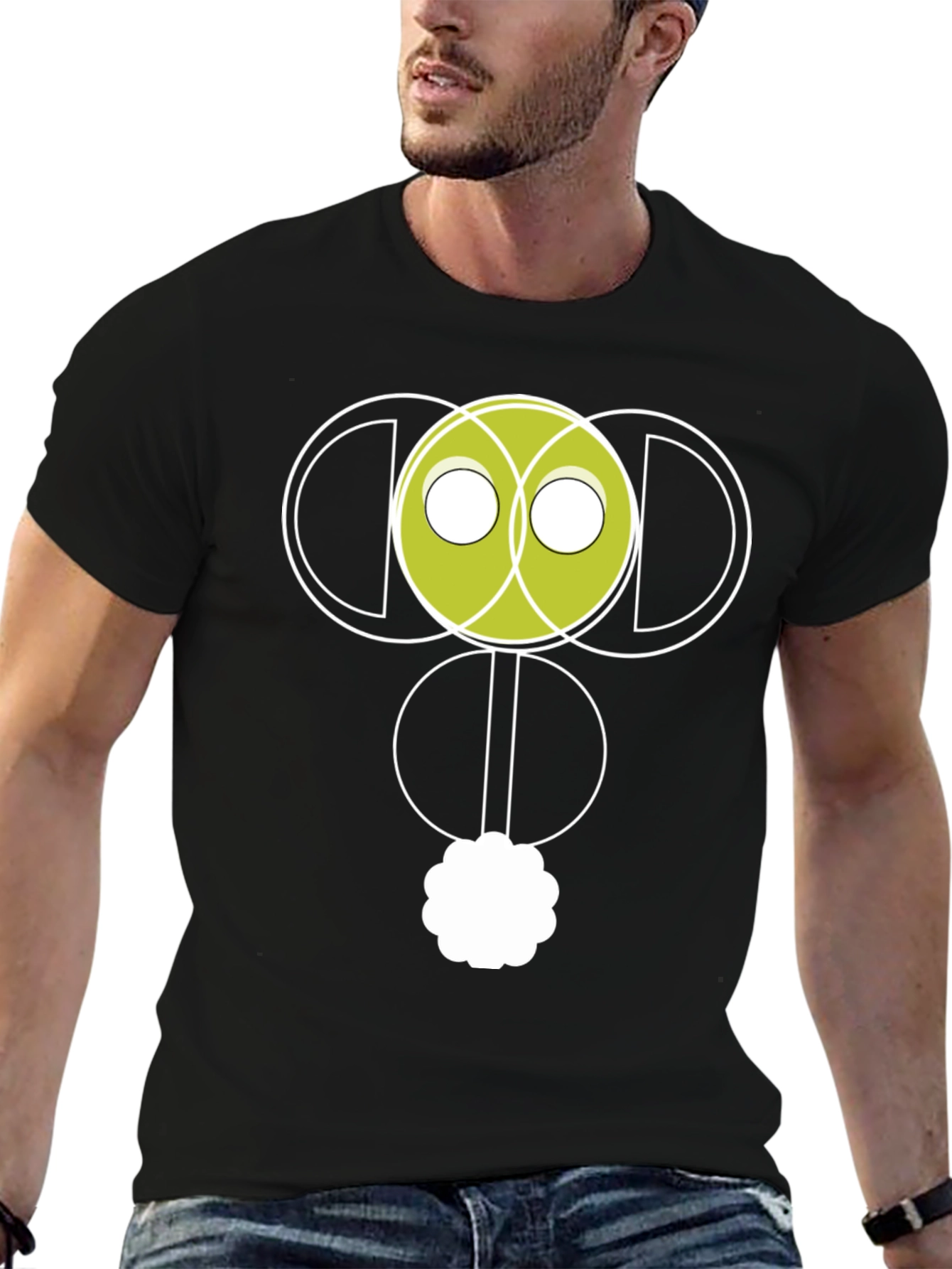Abstract Graphic Print Black Tee