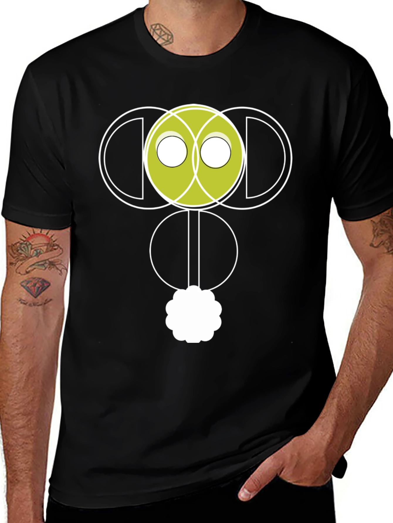 Abstract Graphic Print Black Tee