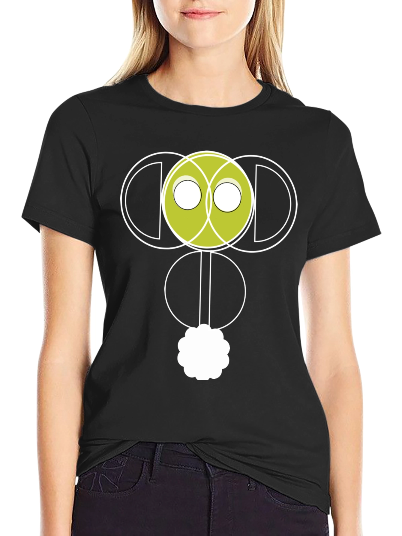 Abstract Graphic Print Black Tee