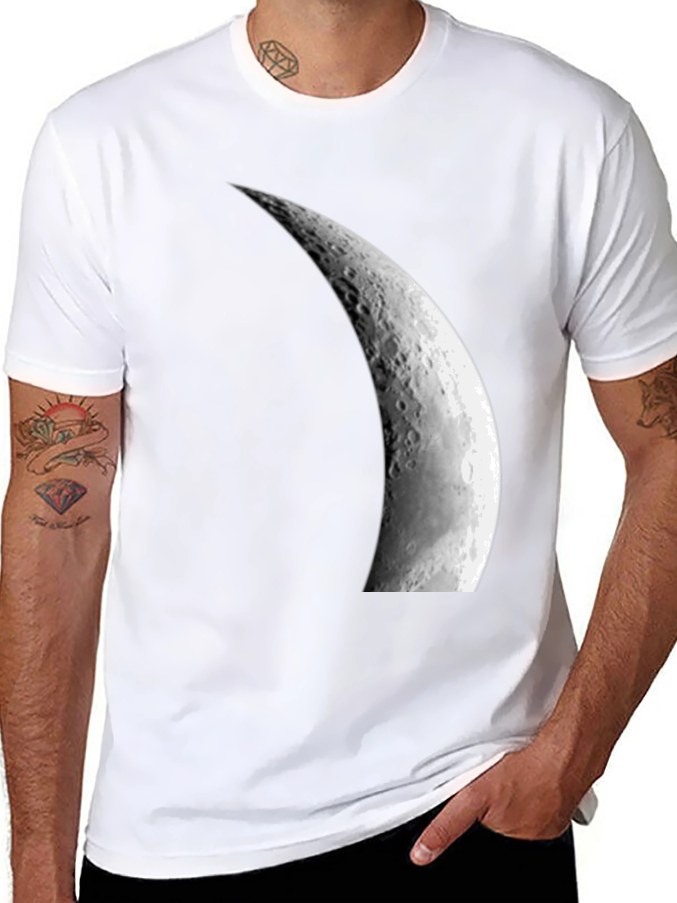 Waxing Crescent Moon Graphic Black T-Shirt