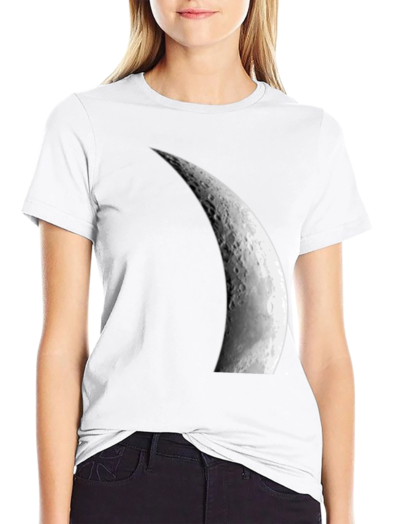 Waxing Crescent Moon Graphic Black T-Shirt