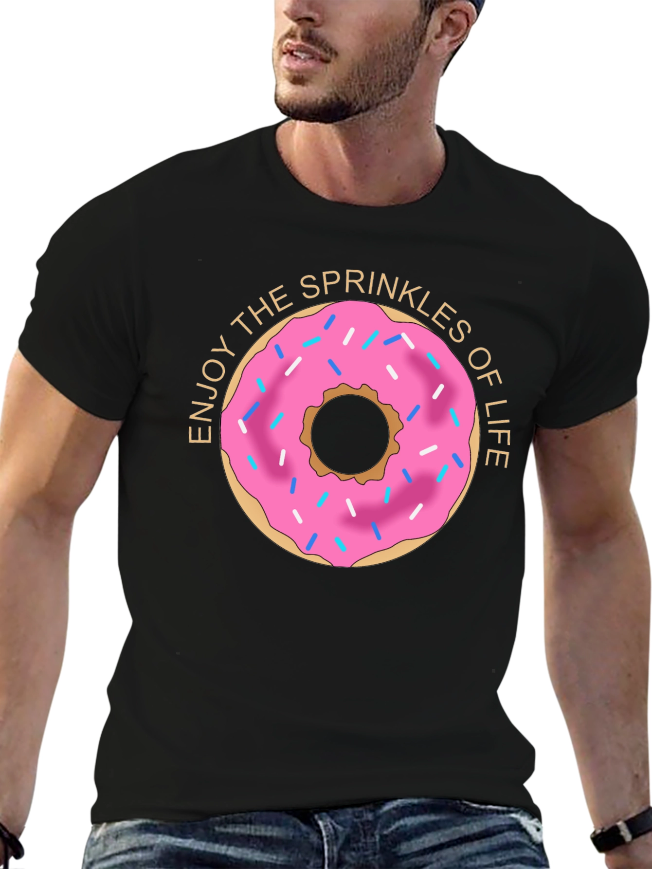 Enjoy Sprinkles Donut Graphic T-Shirt