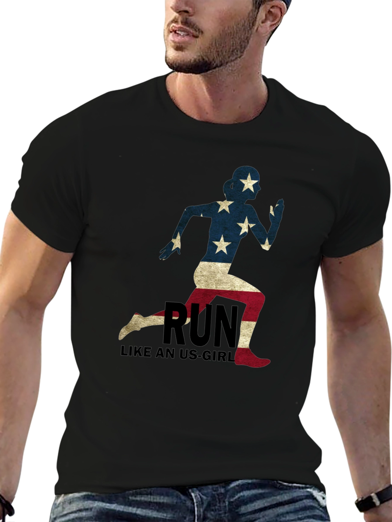 Run Like an US-Girl Black Tee