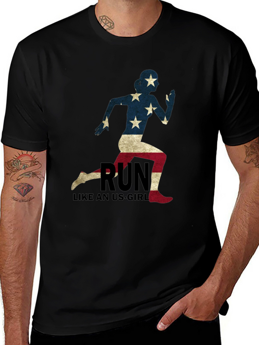 Run Like an US-Girl Black Tee
